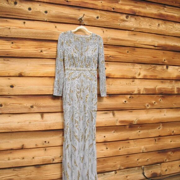 MAC DUGGAL 5124  Beaded Long Sleeve Evening Gown Dress - Picture 6 of 13